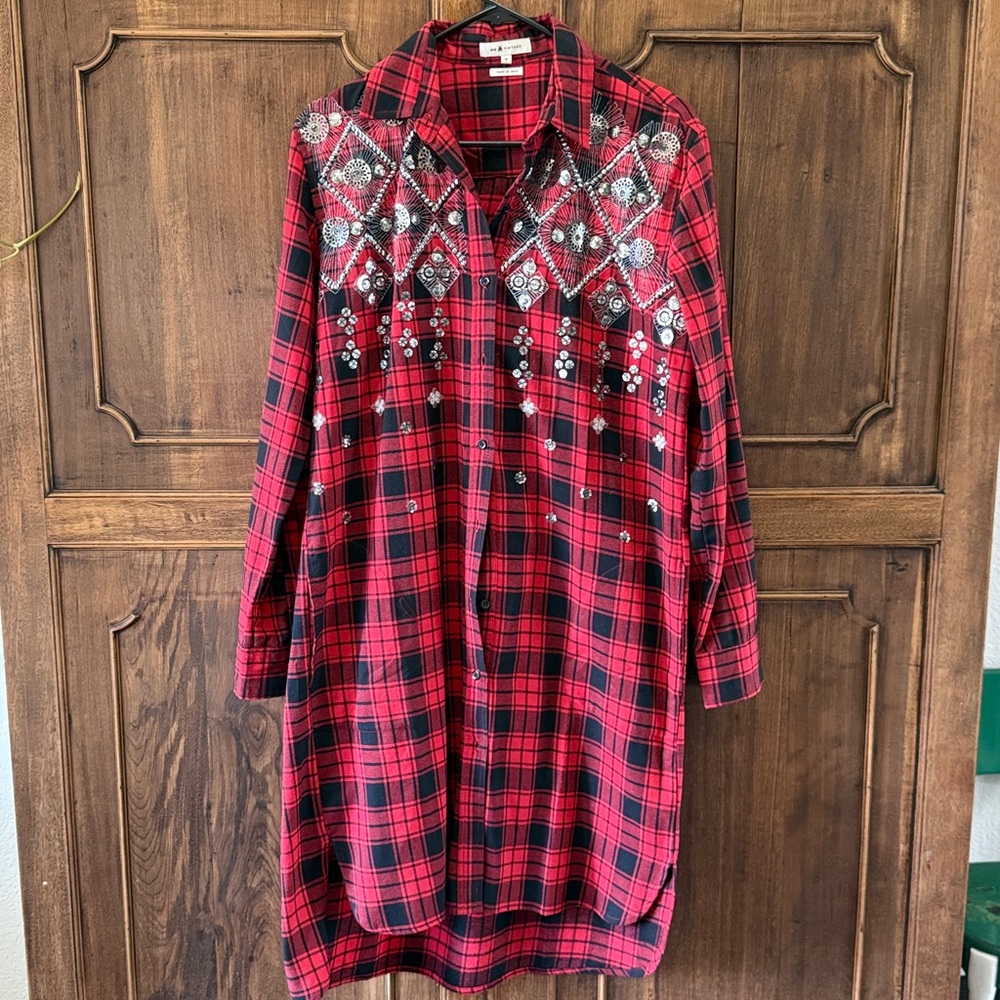 Red Plaid Long Sleeve Dress